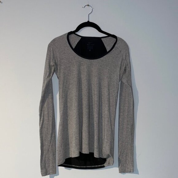 NIKE Gray & Black Mesh Back DriFit Long Sleeve Top Size: M - Picture 5 of 7